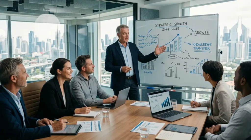 Vedenie firmy počas sústredeného mentoringového rozhovoru