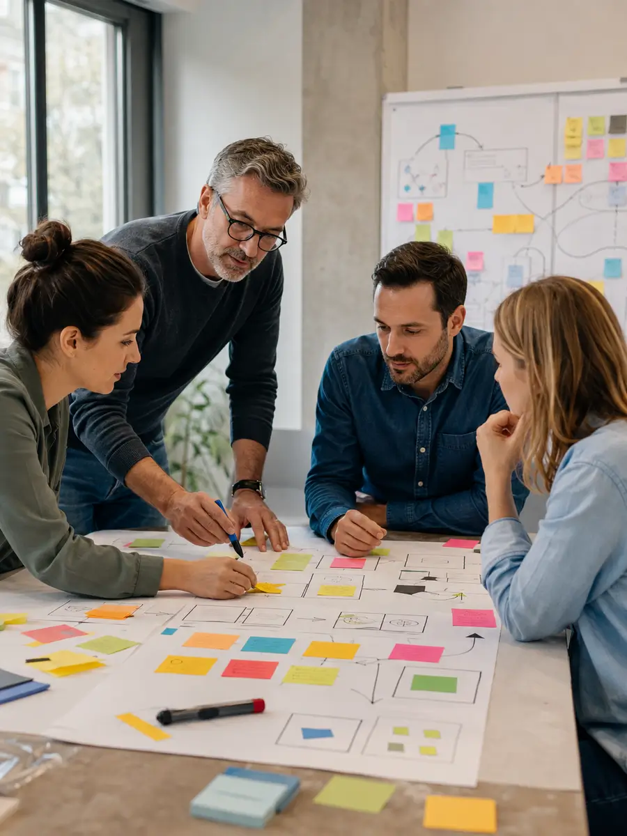Kaizen workshop tímu pri identifikácii problémov a návrhu zlepšení procesu